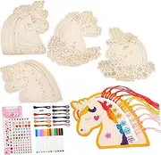 DIY Unicorn Decorations 39pc Blank Wood Cutouts Unicorn Painting Kit Craft Party Favors Artistic Creative Toys