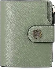 [SENDEFN] Women's Genuine Leather Bifold Compact RFID Blocking Purse Women's Purse with 16 Card Slots and 1 Zip Pocket
