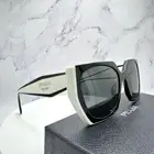 New PRADA Symbole Black Sunglasses White Authentic Gold Logo Square Cat Eye