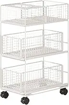 SiaBiced Mobile Under Desk Rolling Cart, Utility Cart, Corner Shelf, Multi-Purpose Storage Basket, Mobile Shelf for, as described, M with Tissue Box