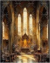 TAOPAOLAB Indoor Paint by Numbers Kit for Adults - DIY Grand Church Interior Painting on Canvas 16x20 Inches, Acrylic Paint Set, Suitable for Beginners, Religious Art for Home Decoration or Gifts