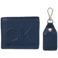 在飛比找ETMall東森購物網優惠-CK 2023男時尚CK標深藍色皮夾鑰匙組