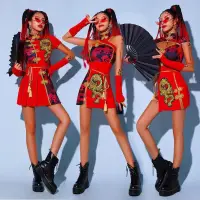 在飛比找蝦皮購物優惠-大麥年會表演服 紅色打鼓服 新年造型服 年會舞蹈服女性感中國
