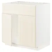 METOD base cabinet f sink w 2 doors/front, white/Bodbyn off-white, 80x60x80 cm