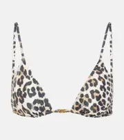 [Ganni] Ganni Leopard-print triangle bikini top AU 12 multicoloured