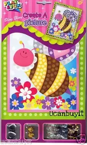 Bling Bling Picture HAPPY BUMBLEBEE Sequins Craft Kit ~ NO Glue Required Ages 5+