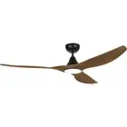 Surf 60" DC Ceiling Fan and LED Light in Black and Burmese Teak by Eglo
