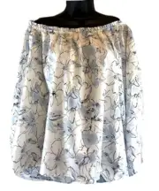 Sanctuary Chantel Daydream Blouse Off Shoulder Smocked Neck Top BOHO Peasant