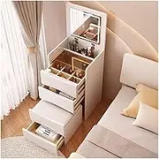 Makeup Vanity Desk with Lighted Mirror, 3 in 1 Vanity Desk with Plip Top Mirror Small Space Compact Mini Dressing Table with Fold-up Panel and Storage Chair(White)