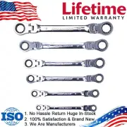 6 Packs Double Box End Ratcheting Wrench Flex-Head Extra Long Spanner Set Metric