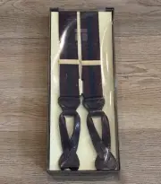 Trafalgar NIB Burgundy & Navy Wide Strip Button End Brace Suspenders Adjustable