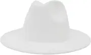 [Hcclijo] Wool Vintage Felt Fedora Hat Wide Brim Gentleman Lady Jazz Caps