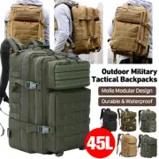 45L Outdoor Military Tactical Backpacks Molle Army Camping Bag Hiking Rucksack