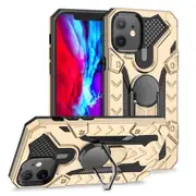 For iPhone 12 mini Case Tough Protective Cover with Magnetic Ring Holder Gold