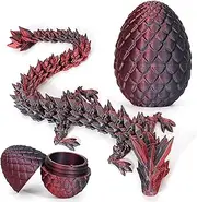 3D Printed Dragon Egg,Dragon Eggs with Dragon Inside,Crystal Dragon Fidget Toys,Full Articulated Dragon Dragon in Egg,Adults Fidget Toys for Autism ADHD(Black Red)