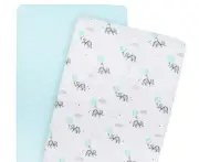 2pc Living Textiles Cotton Jersey Bassinet Fitted Sheet Grey Stripe/Melange