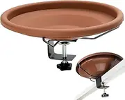 Deck Bird Bath for Outdoors, Bird Bath for Outside, 12" Plastic Birdbath Bowl with Adjustable Big Steel Clamp Backyard Bird Bath&Bird Feeder for Railing Balcony Fence Yard Art Garden Decor