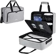 Carrying Case Compatible with PS5/PS4/PS5 Pro,17 Pockets Travel Storage Bag with Thick Padding Compatible with Playstation 5/PS5 Digital Edition,Controller,Game Discs,Charger & Accessories,Grey