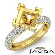 Diamond Anniversary Micro Pave Ring 1.45Ct 18k Yellow Gold Princess Semi Mount