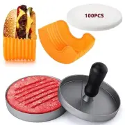 Hamburger Patty Maker Burger Press with 2Pcs Burger Holder and 100 Wax Patty ...