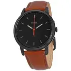 Fossil Minimalist Black Dial Brown Leather Quartz Mens Watch FS5305