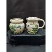 SUGAR BOWL AND Creamer set by Casey Studio Pottery Marshall TX Hand Painted