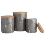 Design Imports CAMZ38971 Black Marble Ceramic Canister - Set of 3