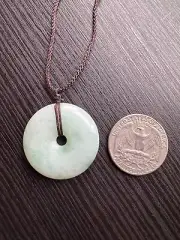 Certified Grade A Burma Jadeite 'Ping An Kou' Pendant Natural Green Jade Circle