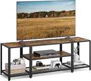 [VASAGLE] Modern TV Stand for TVs up to 65 Inches, 3-Tier Entertainment Center, Industrial TV Console Table with Open Storage Shelves, for Living Room, Bedroom, Rustic Brown and Black ULTV097B01