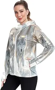 [senya] Women's Sun Protection Hoodie Jacket Many Flowers Purple Long Sleeve Sun Shirt