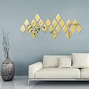 Weysat 30 Pcs Teardrop Mirror Stickers Wall Decor Removable Acrylic Mirror Wall Stickers 3D Wall Art Decals for Living Room Bathroom Home Office Background Decorations, 6 x 3.3 Inch(Gold)