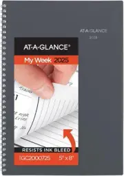 AT-A-GLANCE 2025 Planner, Weekly & Monthly, 5" x 8", Small, DayMinder, Gray
