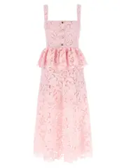 [Self Portrait] Self Portrait-Pink Lace Peplum Midi Abiti Rosa-Donna 12UK