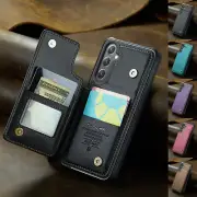 For Samsung S24 S23 FE S22 S21 S25 Leather Wallet Case Card Holder Back Cover