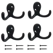 4 Pack Wall Hooks Wall Mounted Coat Hooks for Hanging Heavy Duty Black Towel ...