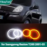 Cotton Halo Ring LED Angel Eyes For Ssangyong Rexton Y200 2001-2005 White Amber