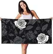 Stvyukl Oversized Microfiber Beach Towel Lightweight Sandproof Bath Towel Rose Gothic Swim Towel Peach Skin Velvet Quick Dry Beach Towels for Adults Women Men 27.5x55in,Black