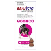 Bravecto Chew Dog 40-56kg Large Dog Pink 2 Pk Flea Paralysis Tick Treatment