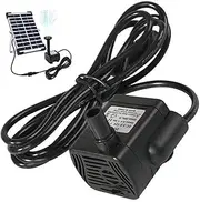Solar Water Pumps 3W, DC 5.5V-12V Mini Solar Fountain Pumps with 300L/H Capacity and 4.9ft Spraying Distance, Quiet Waterproof Water Feature Pump for Aquarium and Garden, No Panel