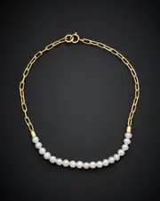 18K Italian Gold Pearl Bracelet