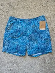 Field & Stream palm print pull on shorts blue mens XL