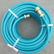 KNITTED GARDEN WATERING HOSE 12mm x 50m ANTI KINK BRASS FITTINGS CONNECTORS TAP