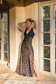 [PUP78] Cammy Maxi Slip Dress - Midnight Floral XS navy