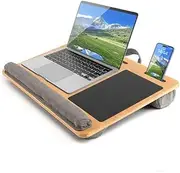 Laptop Lap Desk with Cushion,Portable Large Computer Desk for Bed,Laptops Table with Wrist Rest,Mouse Pad,Tablet Phone Slot,Portable Handle,CushionPortable Computer Tray for Bed,Laptop Pad for Couch