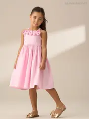 Angel & Rocket Pink Alegra Corsage Scallop 100% Cotton Dress (F32322) | $83 - $99