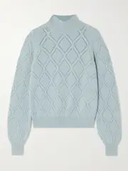 [Purdey] Purdey - Cable And Pointelle-knit Cashmere Turtleneck Sweater - Green - large large Green