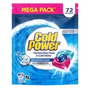 Cold Power 72 Pack Advanced Clean Laundry Capsules Washing Detergent