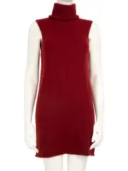 Burgundy Cashmere Turtleneck Sweater Dress