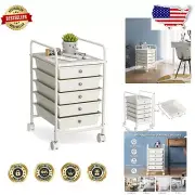 5 Tier Rolling Storage Cart with Removable Drawers - Mobile Organizer on Wheels