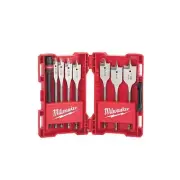 Spade Drill Bit Set Assorted Flat Wood Boring Kit 8-Pc High Speed Steel Paddle